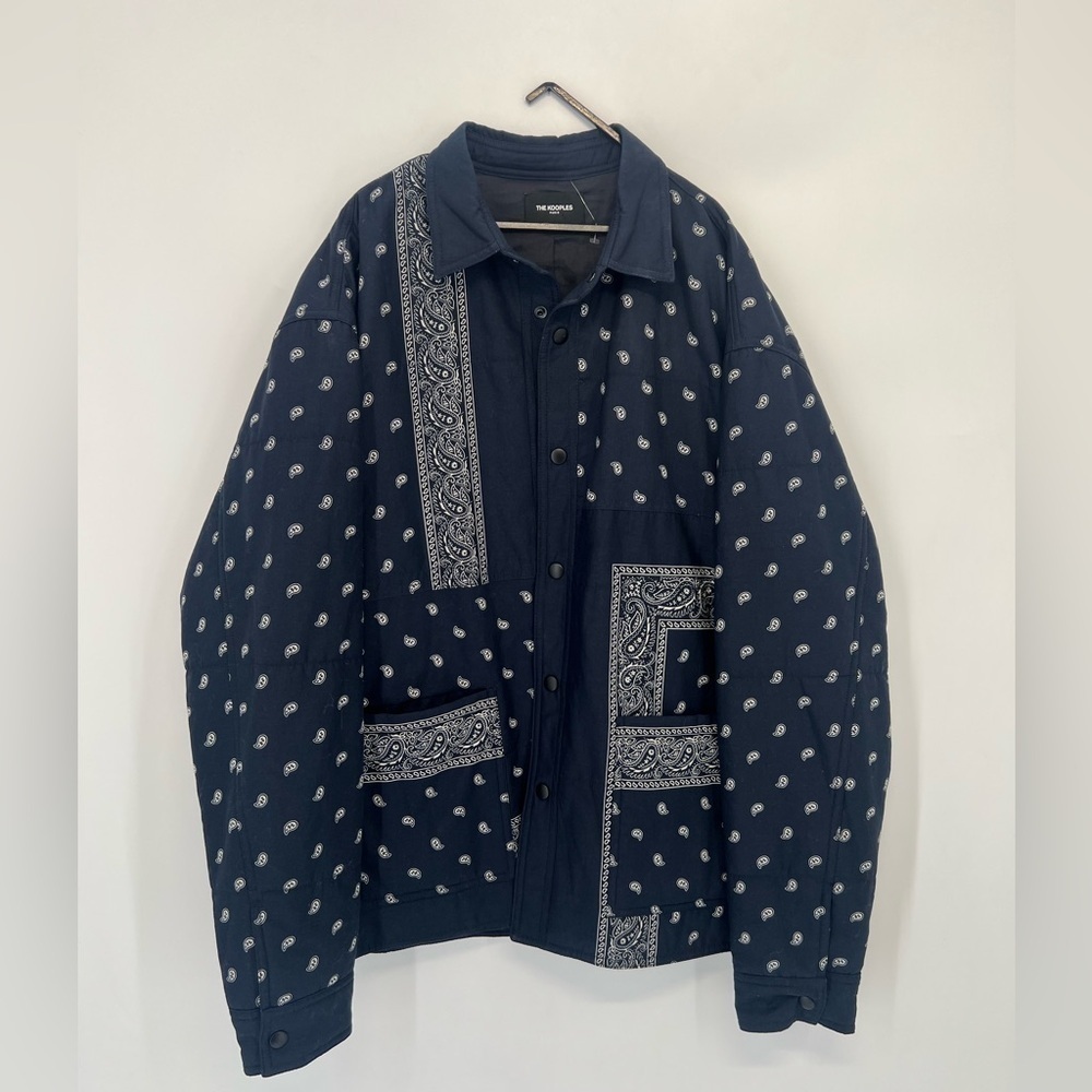 The Kooples Quilted Bandana Pocket Front Button Jacket